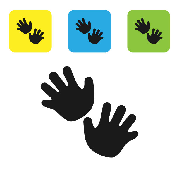 黑色手印图标孤立在白色图片下载