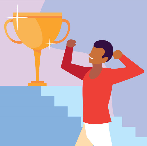 拿着金杯的年轻人图片下载