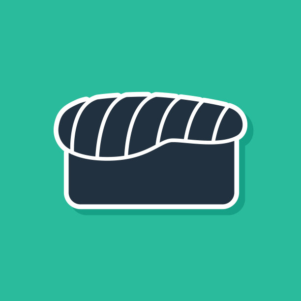 蓝色寿司图标孤立在绿色背景上图片下载