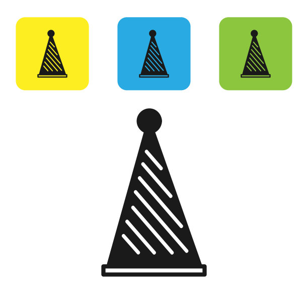 黑色派对帽图标孤立的白色背景图片下载