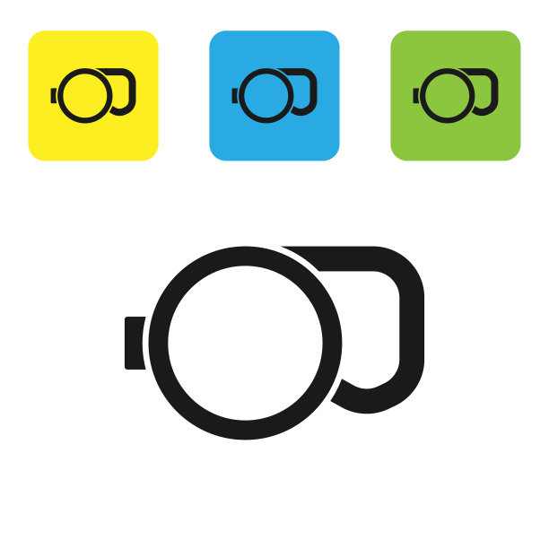 黑色可伸缩绳带钩环图标图片下载