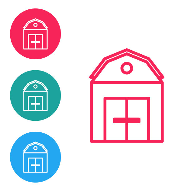 红色线农场房子概念图标孤立在白色图片下载