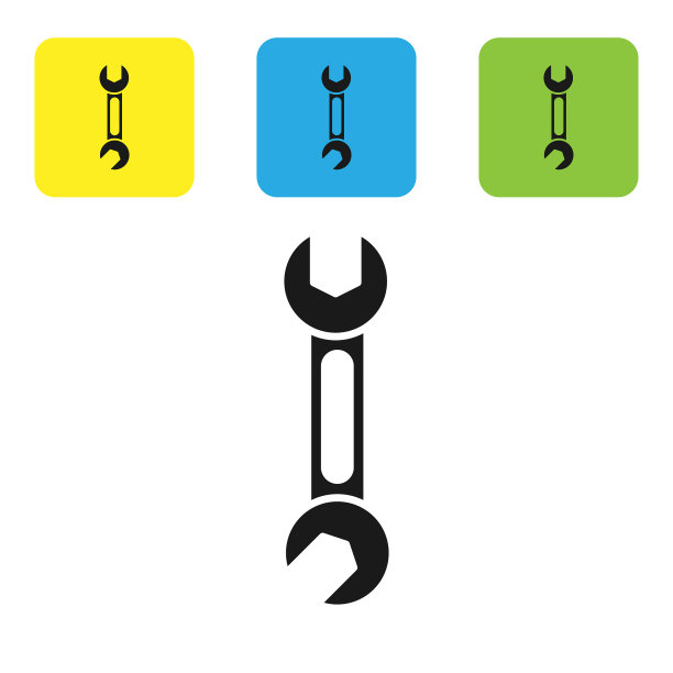 黑色扳手图标隔离在白色背景图片下载