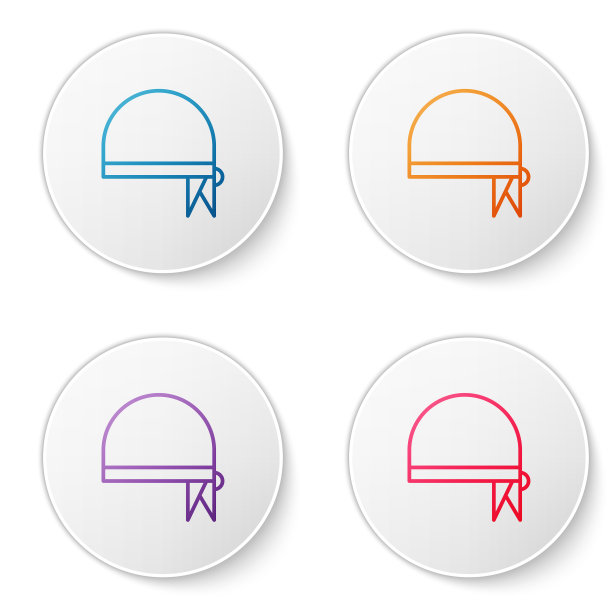 彩色线海盗头巾头像孤立图片下载