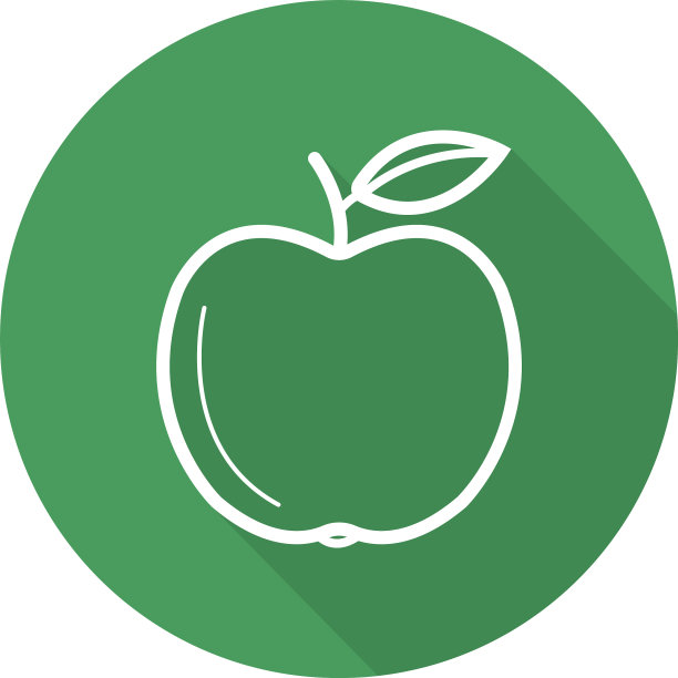 绿色苹果平线性长影子图标图片下载