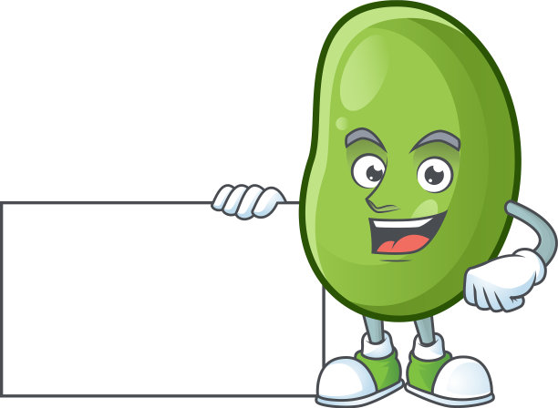 可爱的青豆卡通人物与一板图片下载