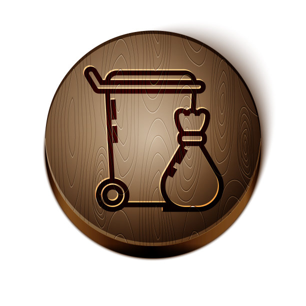 棕色线垃圾桶图标孤立在白色图片下载