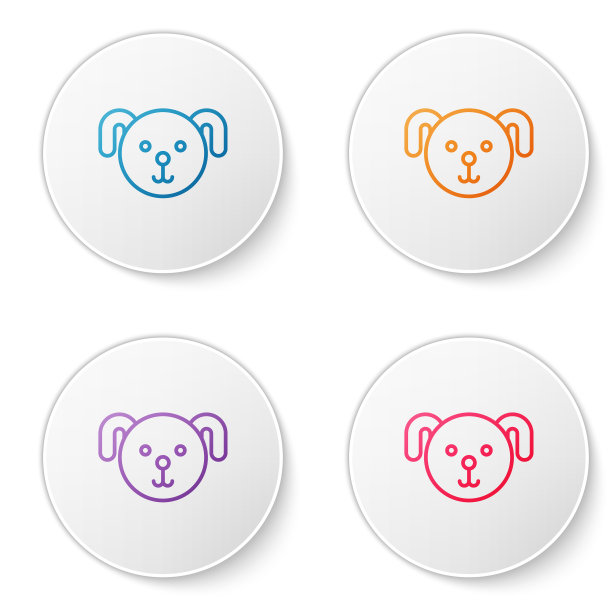 颜色线狗星座图标孤立在白色图片下载