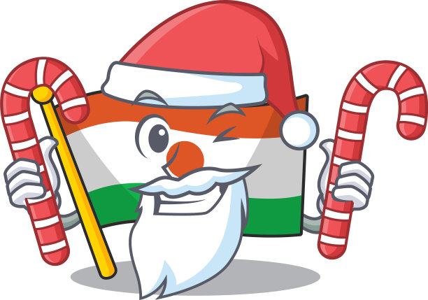 快乐旗尼日尔卷轴卡通人物圣诞老人图片下载