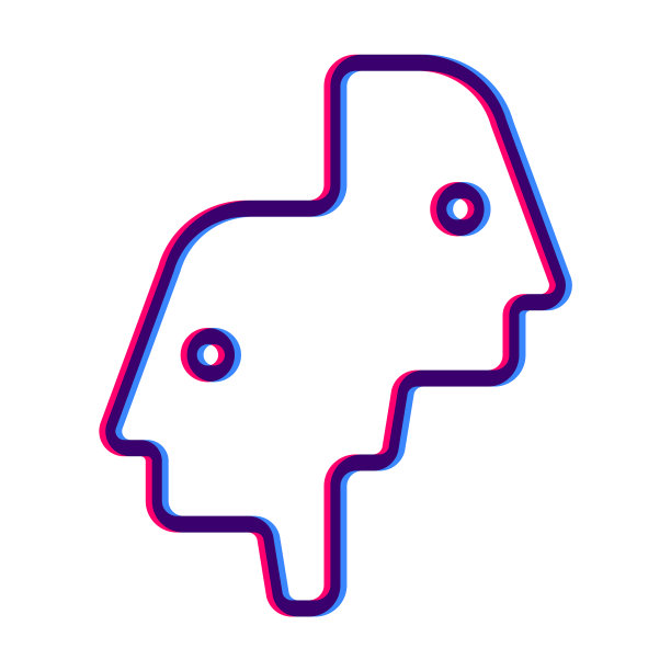 蓝色和粉红色的3d两个头图标在美丽的风格图片下载