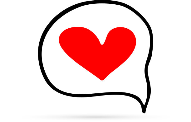 涂鸦聊天图标与心的孩子手绘艺术图片下载