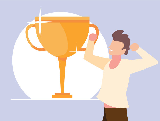 拿着金杯的年轻人图片下载