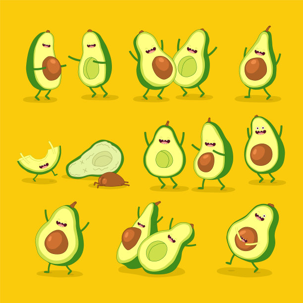 滑稽卡通人物牛油果情侣套装图片下载