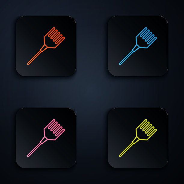 彩色霓虹线毛刷图标孤立在白色图片下载