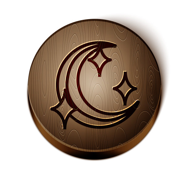 棕色线月亮和星星图标孤立在白色图片下载