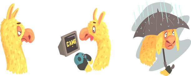 可爱的喇嘛角色一边玩游戏一边走进去图片下载