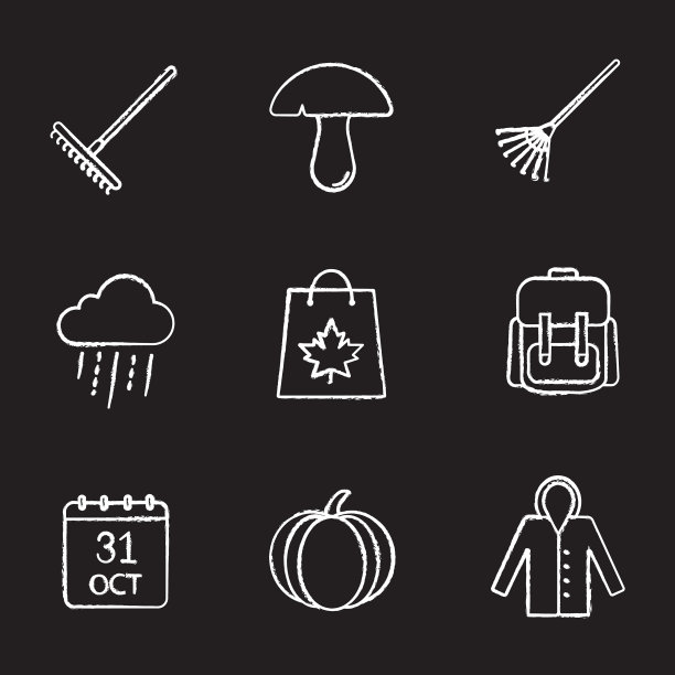 秋季粉笔图标集图片下载