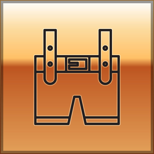 黑线皮短裤图标孤立在黄金上图片下载