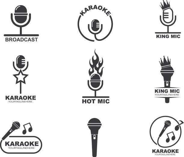 麦克风图标标识卡拉ok和音乐设计图片下载