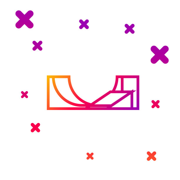 颜色线滑板公园图标孤立在白色图片下载