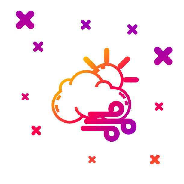 颜色线风天气图标孤立在白色图片下载