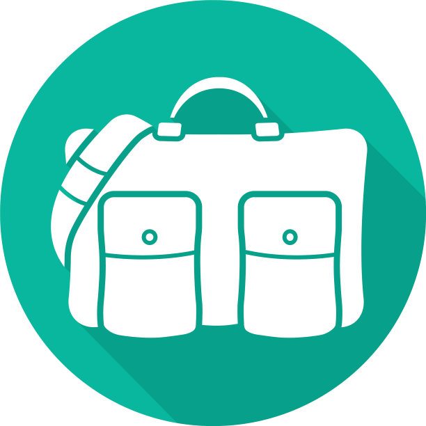 旅行袋平面设计长影子字形图标图片下载