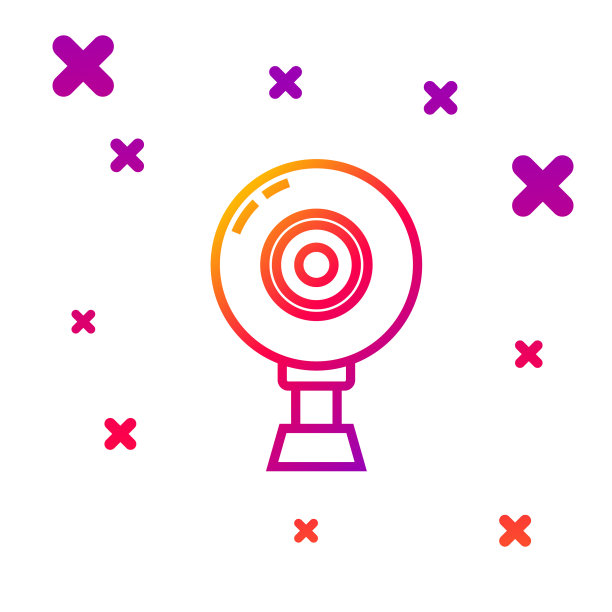 彩色线网络相机图标隔离在白色图片下载