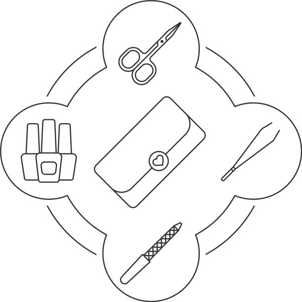 女人的离合器内容线性图标集图片下载