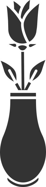 玫瑰在花瓶字形图标图片下载