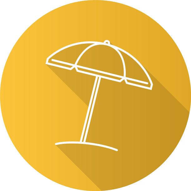 沙滩伞平线性长影子图标图片下载