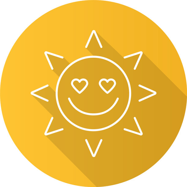 在爱的阳光下微笑平线性长影子图标图片下载