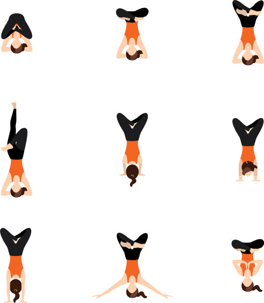 瑜伽体式与莲花设置高级姿势图片下载