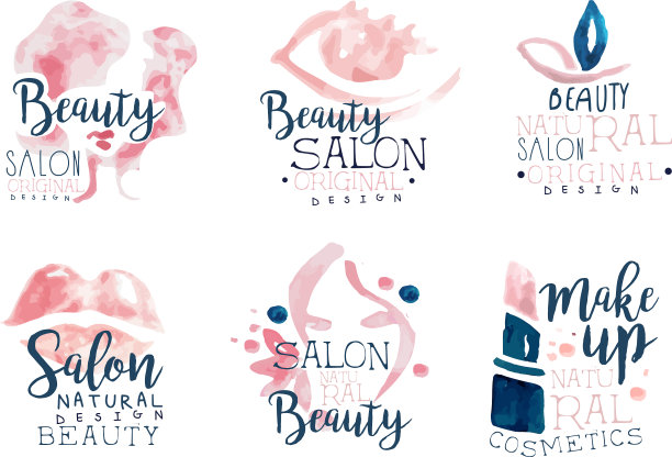 美容院标志或标签设计套装图片下载