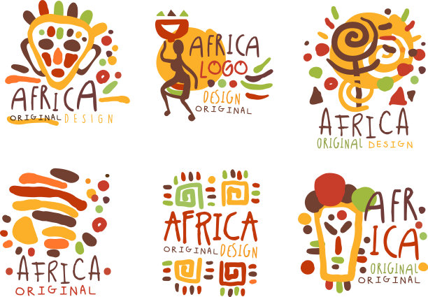 非洲标志和标签原创设计集图片下载