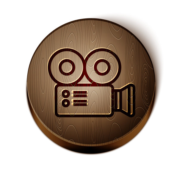 棕色线电影摄像机图标孤立在白色图片下载