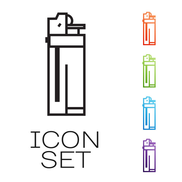 黑线打火机图标孤立在白色图片下载