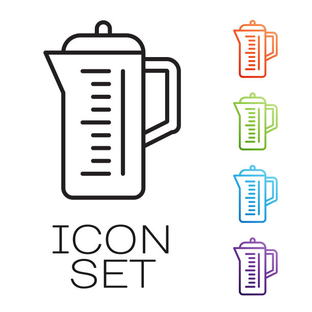 黑色线茶壶图标孤立在白色图片下载