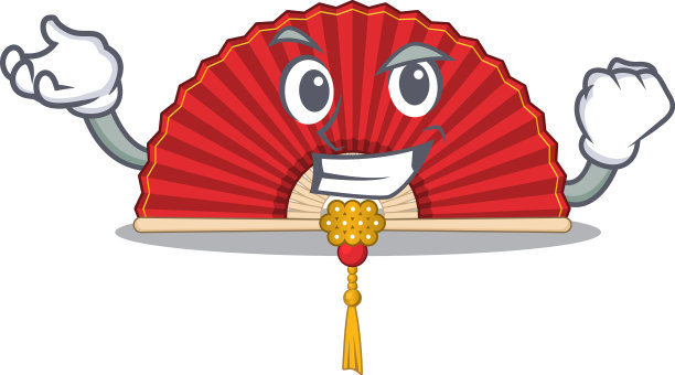 中式折扇具有卡通风格的吉祥物图片下载