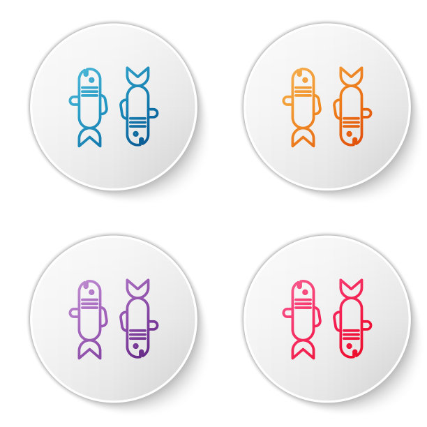 颜色线双鱼座星座图标孤立图片下载