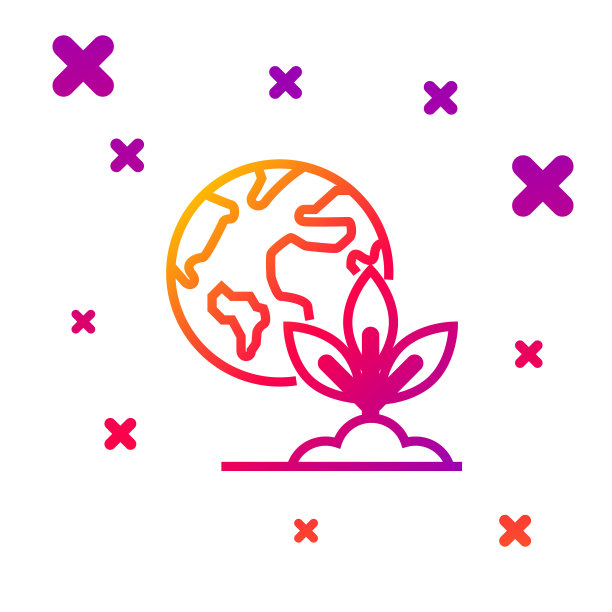 颜色线地球地球仪和植物图标隔离图片下载