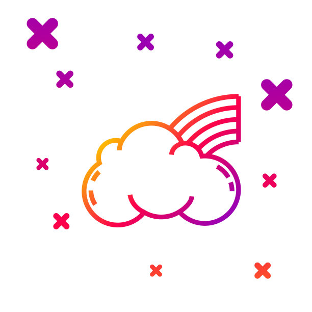 颜色线彩虹与云图标隔离图片下载