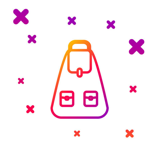 颜色线学校背包图标孤立在白色图片下载