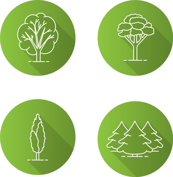 树平线性长阴影图标设置图片下载