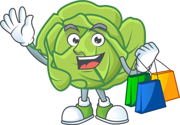 喜洋洋的白菜吉祥物挥舞着，捧着图片下载