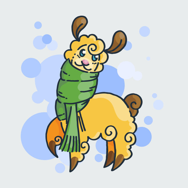 可爱的毛茸茸的羊驼可爱的卡片可爱的羊驼画图片下载