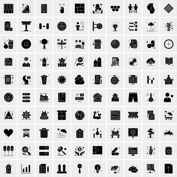 100个坚实的商业图标为网络和印刷图片下载