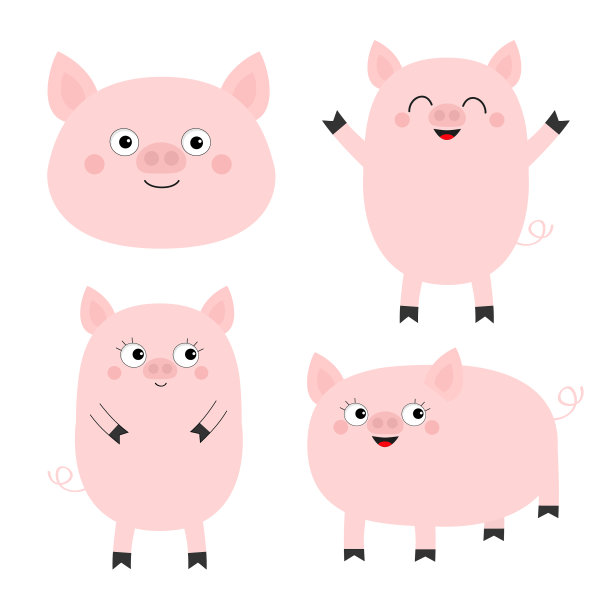 小猪小猪设定可爱的卡通滑稽人物图片下载