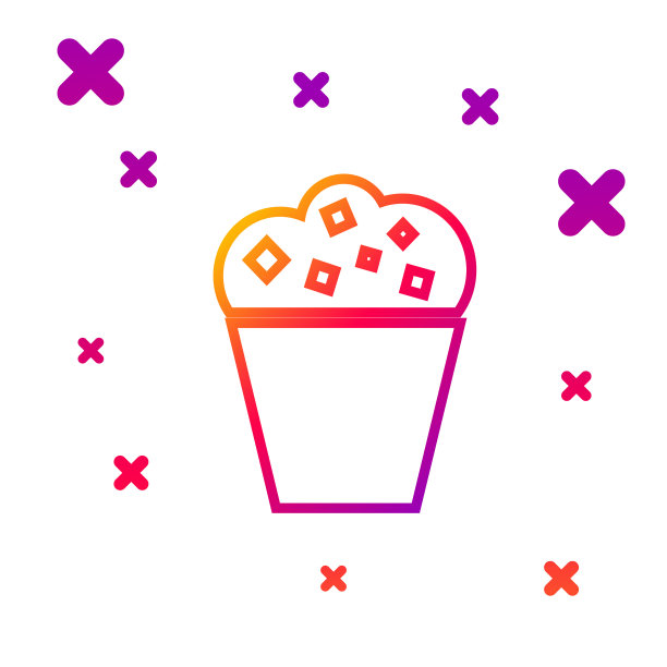 彩色线爆米花在纸板箱图标隔离图片下载