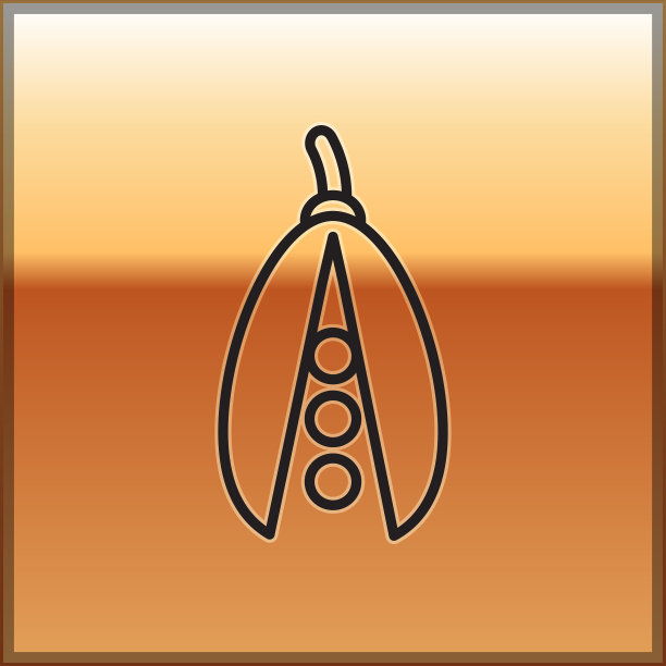 黑线芸豆孤立在金色图标上图片下载