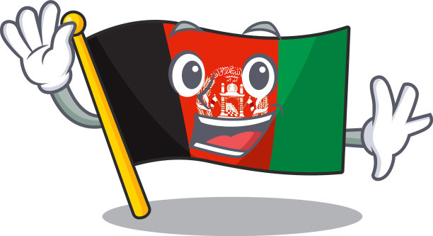 挥舞着可爱的笑脸旗帜阿富汗卷轴卡通图片下载